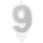 Preview: Number Candle - 9 - Silver